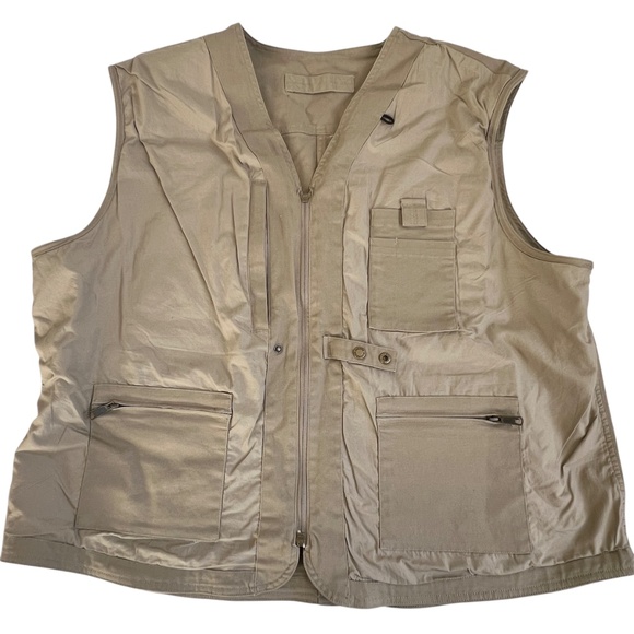 Duluth Trading Vest Size 2XL Utility Tactical Hunting Outdoor Tan Zip UP Cotton - Picture 2 of 6
